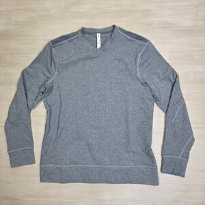 Lululemon Mens Grey V-Neck Pullover Long Sleeve Shirt XL Contrast Shoulder Panel